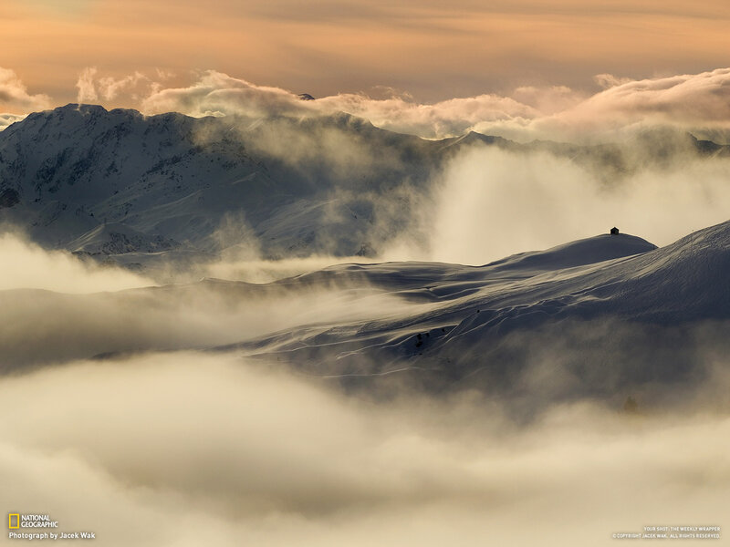 Snow-covered Mountains — White, Serene, Sunrise, Photograph