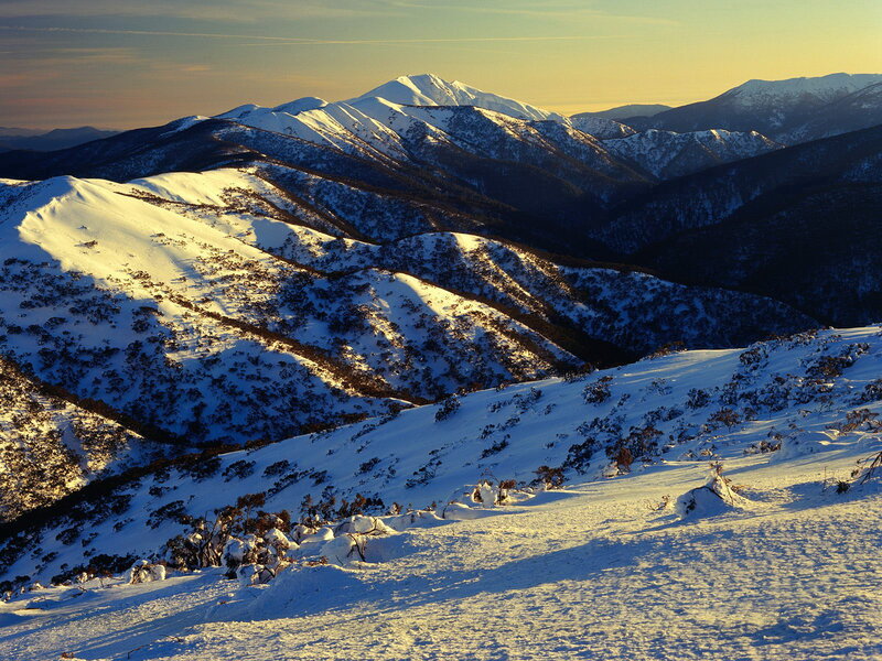 Snow-covered Mountains — White, Serene, Sunset, Photograph, Snow