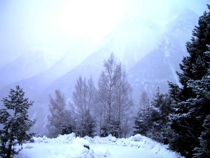 Snow-covered Mountains — White, Serene