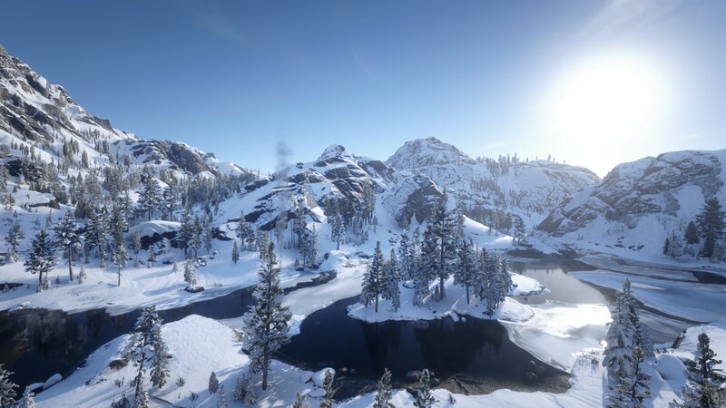 Snow-covered Mountains — White, Serene, Winter, 3d Render, River