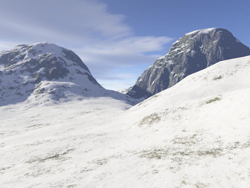 Snow-covered Mountains — White, Serene, Winter, 3d Render, Snow