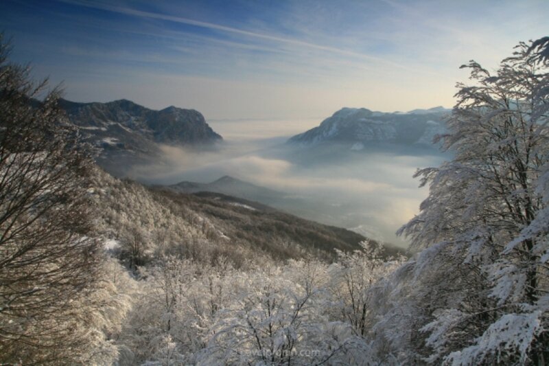Snow-covered Mountains — White, Serene, Winter Morning