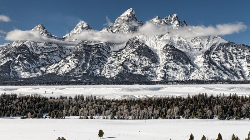 Snow-covered Mountains — White, Serene, Winter, Photograph, Clouds