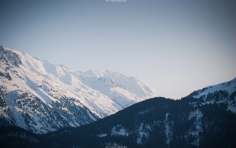 Snow-covered Mountains — White, Serene, Winter, Photograph, Forests, Sky