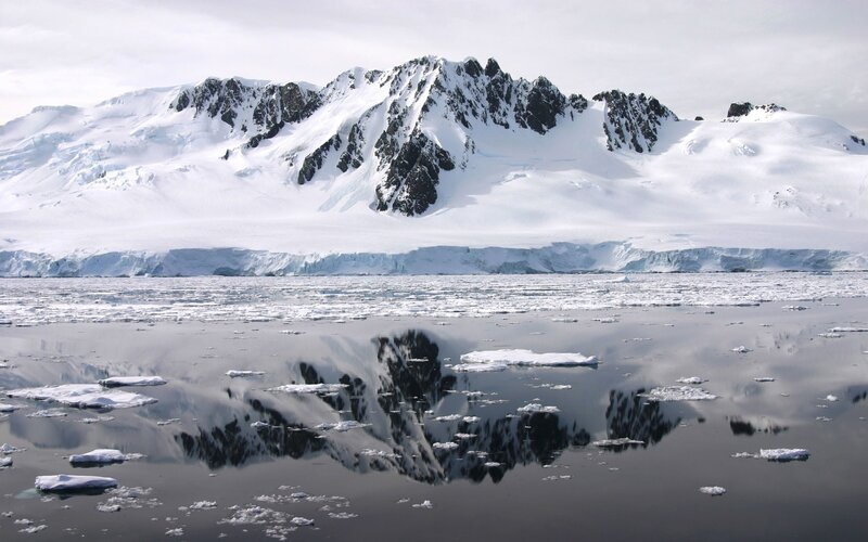 Snow-covered Mountains — White, Serene, Winter, Photograph, Icebergs, Calm Water