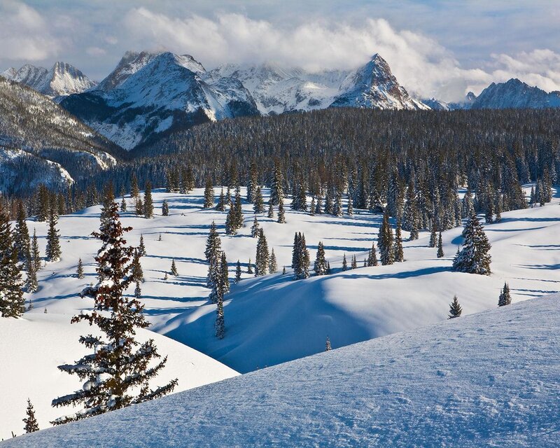 Snow-covered Mountains — White, Serene, Winter, Photograph, Pine Trees, Forest