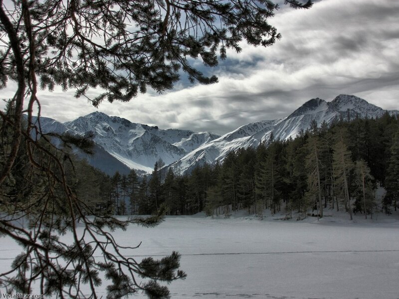 Snow-covered Mountains — White, Serene, Winter, Photograph, Pine Trees