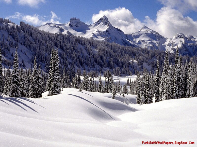 Snow-covered Mountains — Winter, Green