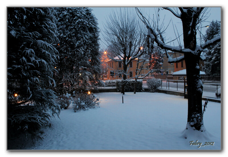 Snow-covered Park at Dusk