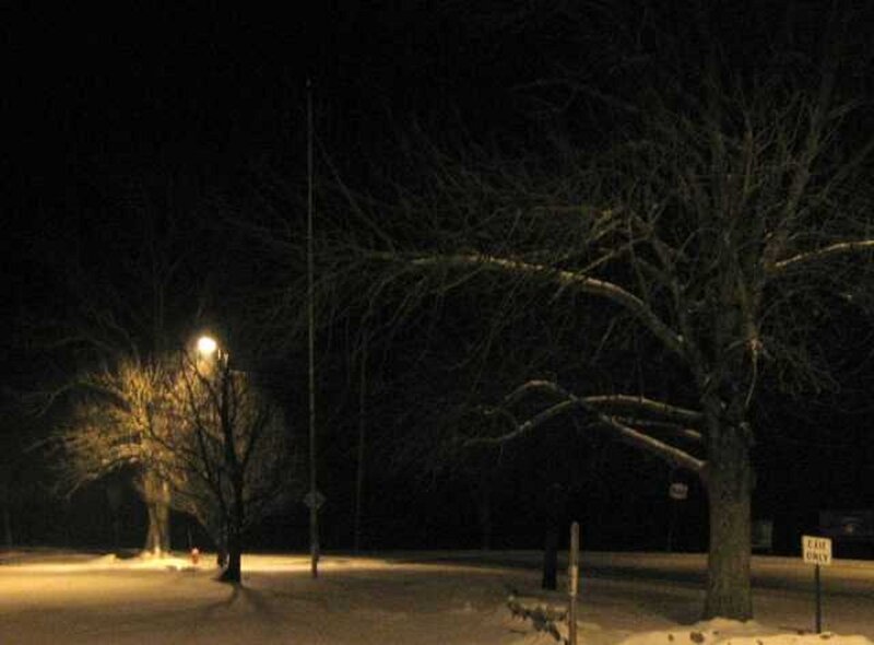 Snow-covered Park at Night — Black, Quiet