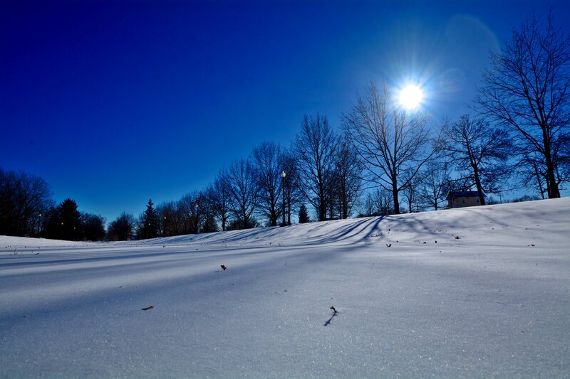 Snow-covered Park — Blue, Serene, Winter