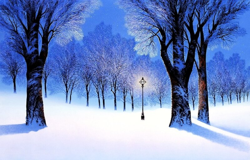 Snow-covered Park — Blue