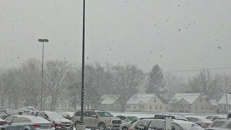 Snow-covered Parking Lot — White, Overcast