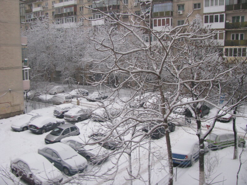Snow-covered Parking Lot — White