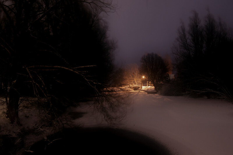 Snow-covered Path at Night