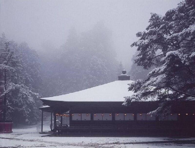 Snow-covered Pavilion — White, Serene, Winter