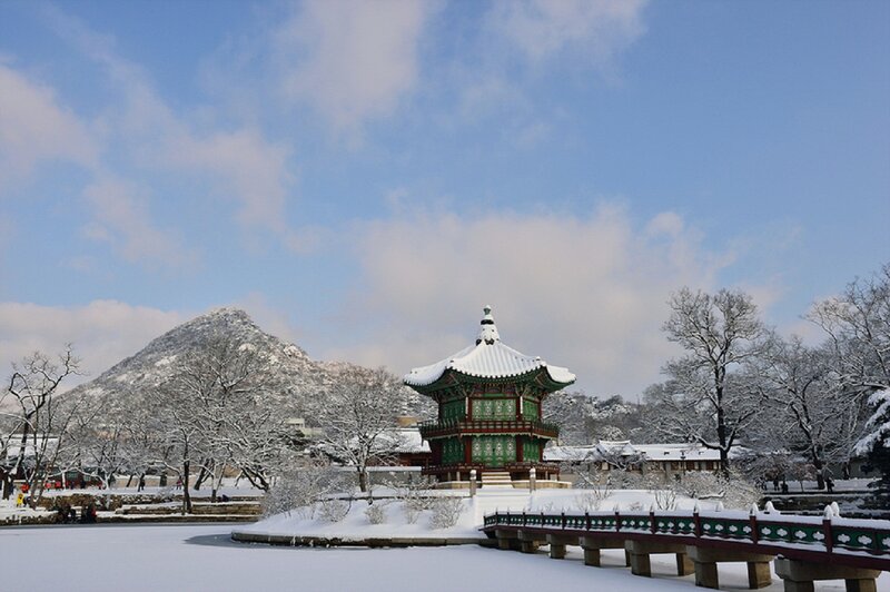 Snow-covered Pavilion — White