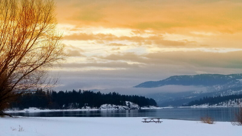 Snow-covered Picnic Table — White, Serene, Winter