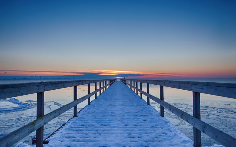 Snow-covered Pier — Blue