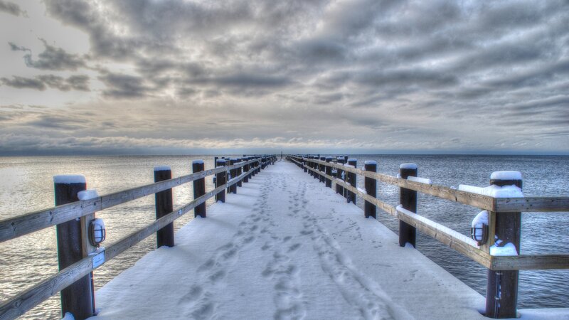 Snow-covered Pier — White