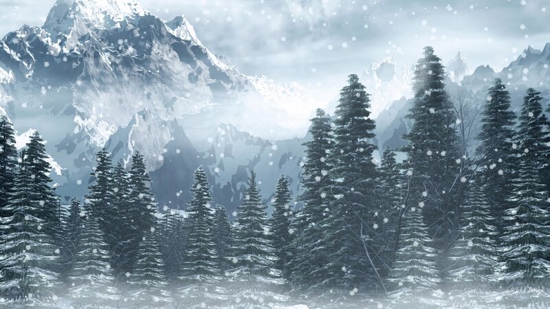 Snow-covered Pine Forest — White, Serene, Winter, Digital Art
