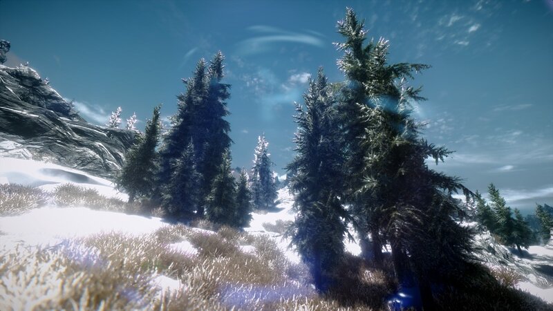 Snow-covered Pine Trees — Blue, Serene, Winter, 3d Render, Snow