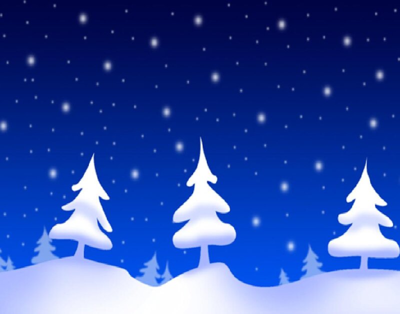 Snow-covered Pine Trees — Blue, Serene, Winter, Digital Art, Snow, Night Sky