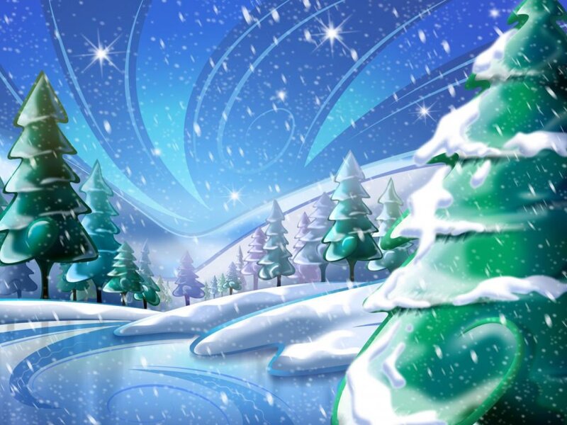 Snow-covered Pine Trees — Blue, Serene, Winter, Digital Art