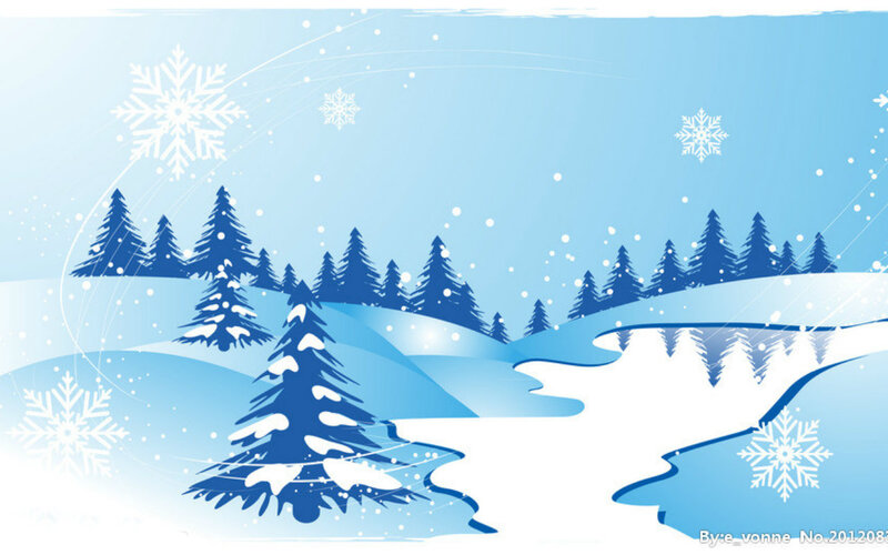 Snow-covered Pine Trees — Blue, Serene, Winter, Vector Art