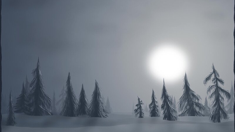 Snow-covered Pine Trees — Gray, Serene