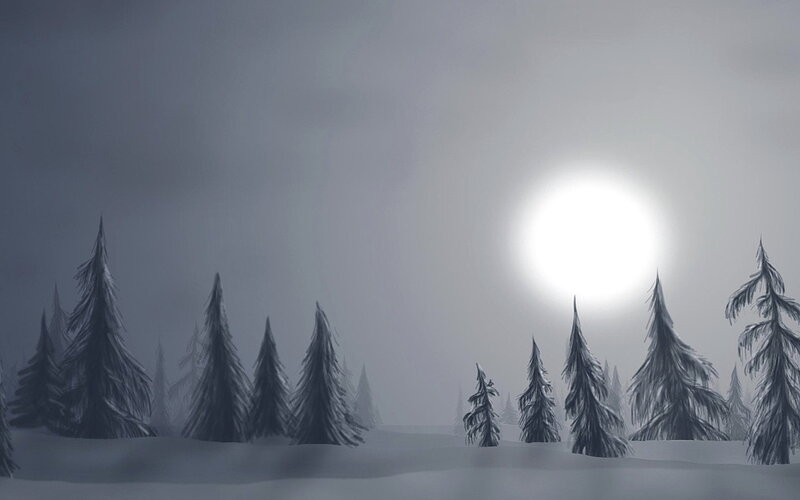 Snow-covered Pine Trees — Gray
