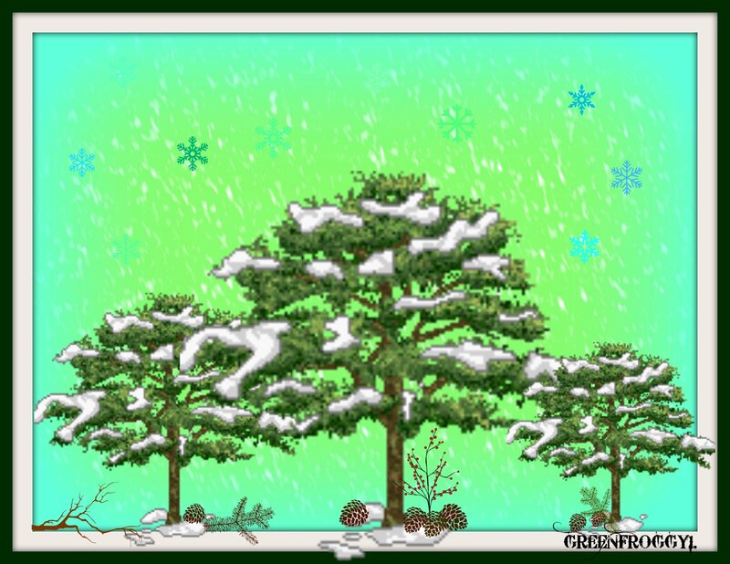 Snow-covered Pine Trees — Green, Calm