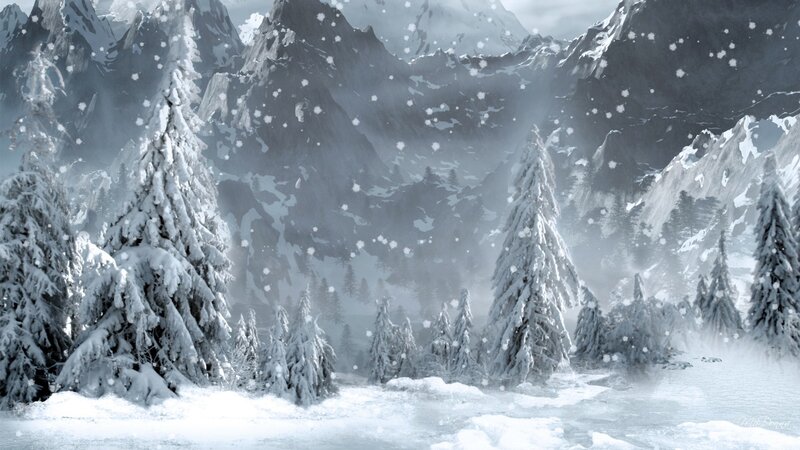 Snow-covered Pine Trees — White, Cold, Winter, Digital Art