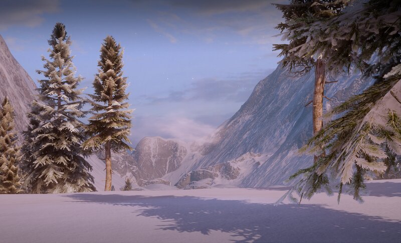 Snow-covered Pine Trees — White, Serene, Winter, 3d Render, Mountains