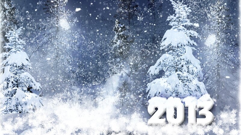 Snow-covered Pine Trees — White, Serene, Winter, Digital Art, Snowflakes