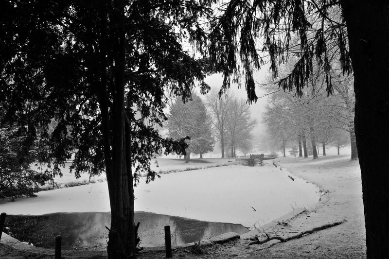 Snow-covered Pond — Black