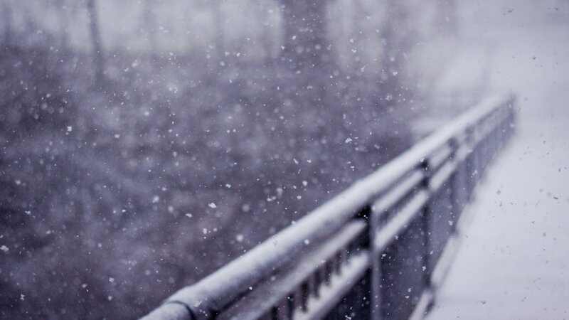 Snow-covered Railing — White, Cold, Winter