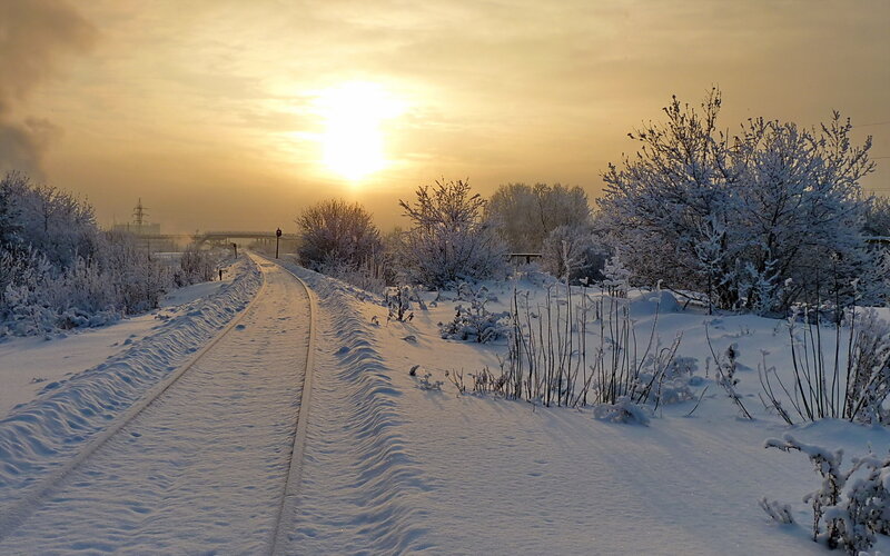 Snow-covered Railway Tracks