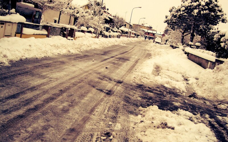 snow-covered residential street
