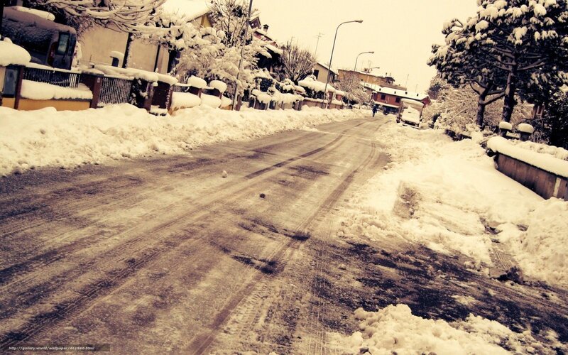 snow-covered residential street