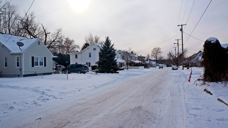 Snow-covered Residential Street — White, Quiet