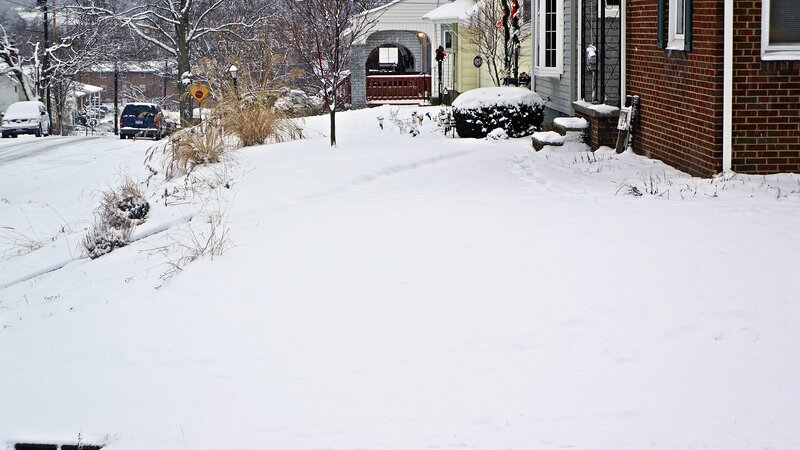 Snow-covered Residential Yard