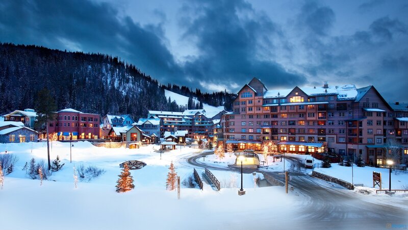 Snow-covered Resort Village