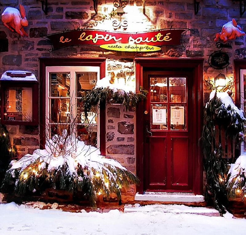 Snow-covered Restaurant Entrance