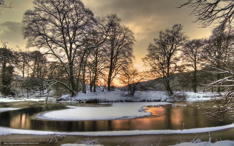 Snow-covered River Bend — Brown