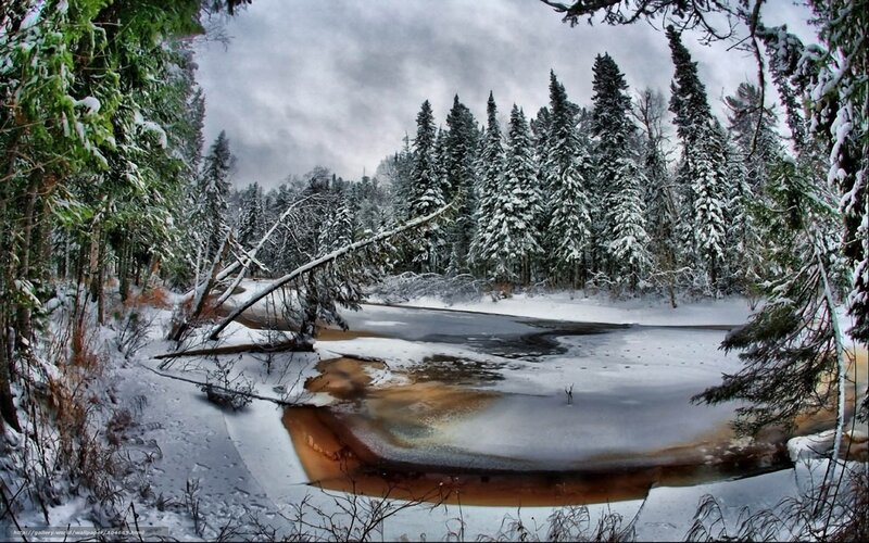 Snow-covered River Bend — White, Cold