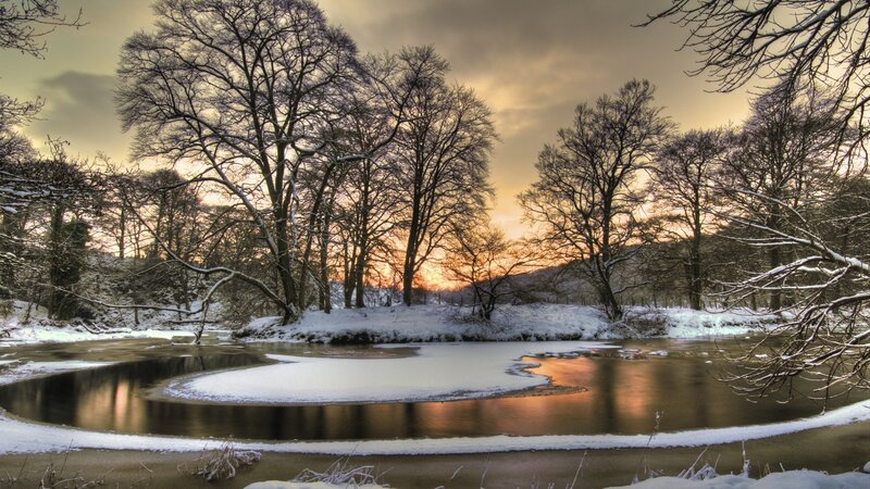 Snow-covered River Bend — White
