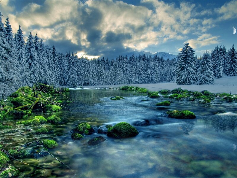 Snow-covered River — Blue, Dramatic, Winter