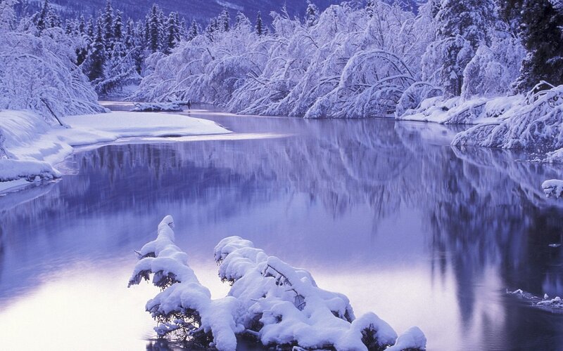 Snow-covered River — Blue, Serene