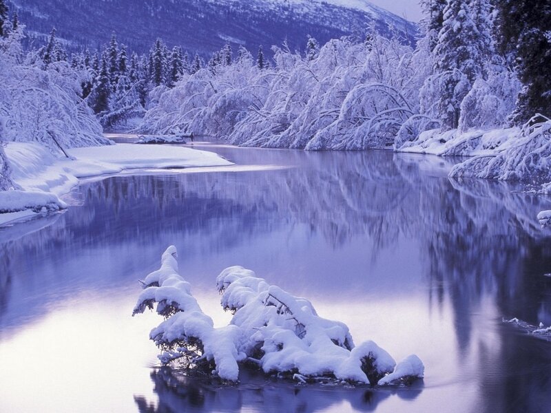 Snow-covered River — Blue, Serene, Winter